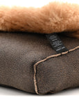 Shearling Calfskin Small Reversible Monogram Kate Satchel Ecru Dark Brown