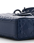 Calfskin Cannage Diamond Medium Lady D-Joy Navy Blue