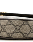 GG Supreme Monogram Textured Dollar Calfskin Web Mini Ophidia Envelope Shoulder Bag Beige Ebony New Acero