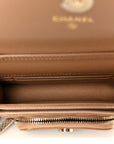 Caviar Quilted Business Affinity Clutch With Chain Flap Camel