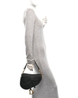 Grained Calfskin Saddle Bag Black