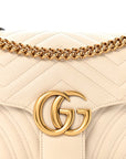 Calfskin Matelasse Small GG Marmont Shoulder Bag White