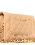 Caviar Quilted Wallet on Chain WOC Beige