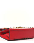 Calfskin Studded Small Padlock Shoulder Bag Hibiscus Red