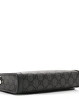 GG Supreme Monogram Textured Dollar Calfskin Web Small Ophidia Shoulder Bag Grey Black Graphite Grey
