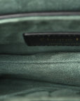 Beaded Calfskin Snakeskin Mini Saddle Bag Green