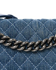 Denim Quilted Large Boy Flap Blue