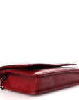 Lambskin Camellia Embossed Wallet on Chain WOC Red