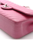 Caviar Chevron Quilted Medium Double Flap Pink