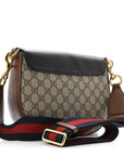 GG Supreme Monogram Web Medium Padlock Messenger Shoulder Bag Black