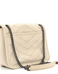 Crinkled Calfskin Matelasse Monogram Baby Niki Chain Satchel White