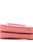 Raffia Calfskin Crochet Logo Embroidered Mini Triangle Pouch Petalo