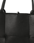 Grained Calfskin Maxi Intrecciato Medium Arco Tote Black