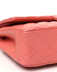 Iridescent Lambskin Quilted Medium Double Flap Pink