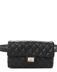 Grained Calfskin Quilted 2.55 Reissue Flap Belt Bag Clutch Black