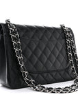 Caviar Quilted Jumbo Double Flap Black