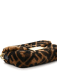 Shearling Vitello Dolce Macro FF 1974 Mini Baguette Tobacco Black