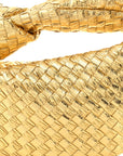 Laminated Calfskin Pressed Intreccio Mini Jodie Gold