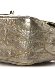 Metallic Crumpled Calfskin Chevron Quilted Mini Square Flap Gold
