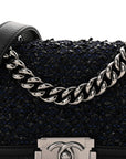 Calfskin Pearl Tweed Small Boy Flap Black