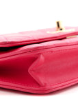 Lambskin Quilted Trendy CC Wallet On Chain WOC Dark Pink