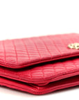 Lambskin Micro Quilted Wallet On Chain WOC Fuchsia