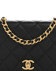 Calfskin Quilted Coco Mail Clutch With Chain Black