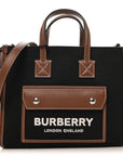 Canvas Smooth Calfskin Mini Two Tone Freya Tote Black Tan