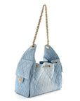 Washed Denim Quilted Small CHNL 25 Handbag Blue
