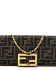Fabric Jacquard FF 1974 Continental Wallet On Chain Tobacco Moro