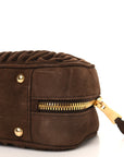Suede Matelasse Large Arcadie Top Handle Bag Cocoa Brown