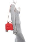 Caviar Quilted Medium CC Filigree Vanity Case Red
