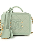 Caviar Quilted Small CC Filigree Vanity Case Mint