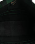 Canvas Embroidered Checkered Book Tote Black Green
