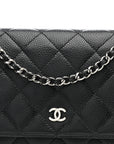 Caviar Quilted Wallet on Chain WOC Black