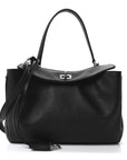 Grained Calfskin Small Rodeo Top Handle Handbag Black
