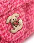 Wool Tweed Quilted Mini Rectangular Flap Dark Pink Fuchsia