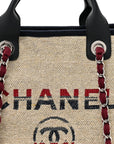 Striped Canvas Medium Deauville Tote Beige