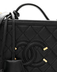 Caviar Quilted Medium CC Filigree Vanity Case Black