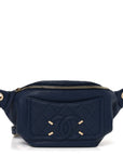 Caviar Quilted Filigree Waist Bag Blue