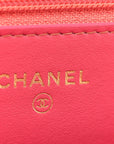 Wool Tweed Lambskin Quilted CHNL 19 Wallet On Chain WOC Coral Pink