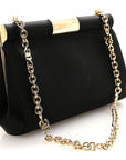 Satin Small Marlene Chain Clutch Black