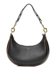 Smooth Calfskin Medium Strap Ava Shoulder Bag Black Tan