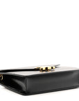 Shiny Calfskin Triomphe Margo Wallet on Chain Black