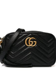Calfskin Matelasse Mini GG Marmont Chain Shoulder Bag Black