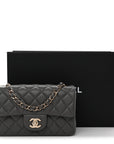 Lambskin Quilted Mini Rectangular Flap Dark Grey