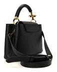 Taurillon Embellished Flower Handle Capucines BB Black