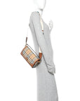 Coated Canvas Calfskin Vintage Check Small Note Crossbody Bag Briar Brown