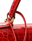 Shiny Porosus Crocodile Kelly Sellier 28 Rouge Vif