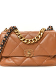 Lambskin Quilted Large CHNL 19 Flap Brown